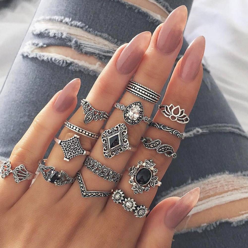 Bohemian Style Silver Rings 15 pcs Set Best Sellers Rings a4a426b9b388f11a2667f5: Silver